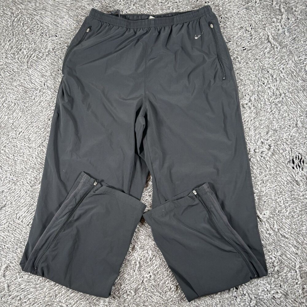 NikeFit Dry Track Pants Men's XL Y2K Windbreaker Activewear Black Running Gym